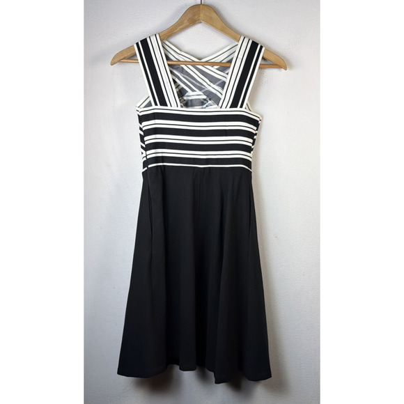 Anthropologie Maeve size 0 Black Crosswise Flare Dress wedding guest retro - Picture 7 of 12